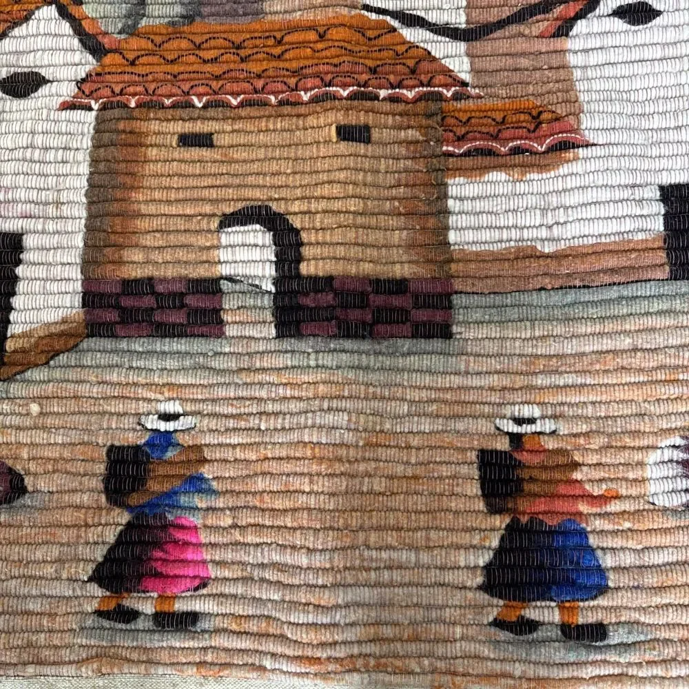 Peruvian Folk Art Hand Woven Tapestry Wall Hanging Andes Vintage 70s Fiber‎ Art